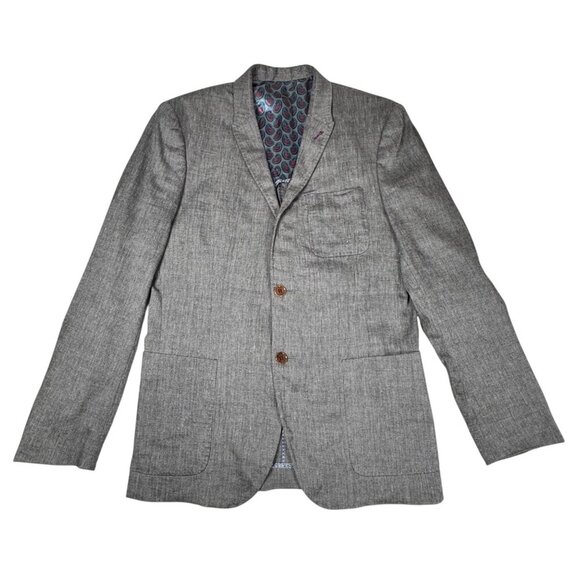 Ted Baker Blazer Sport Jacket Sz.M Gray Linen Blend Career Corporate Office - Picture 1 of 9
